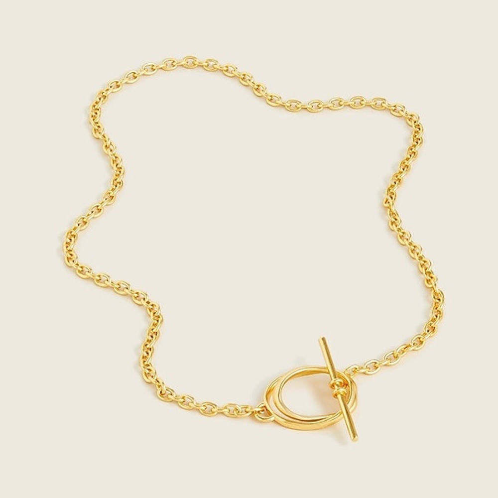 J CREW HOLDEN CIRCLE TOGGLE BURNISHED GOLD NECKLACE NWT
